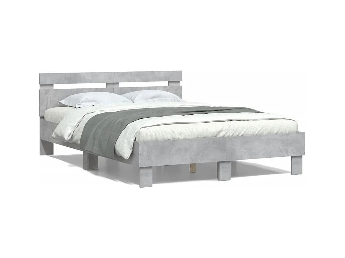 Bedframe met LED zonder matras betongrijs 120x190 cm