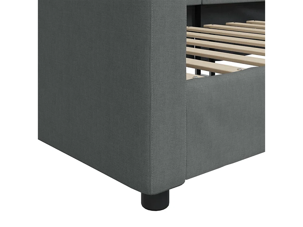Lit de repos sans matelas gris foncé 90x200 cm tissu