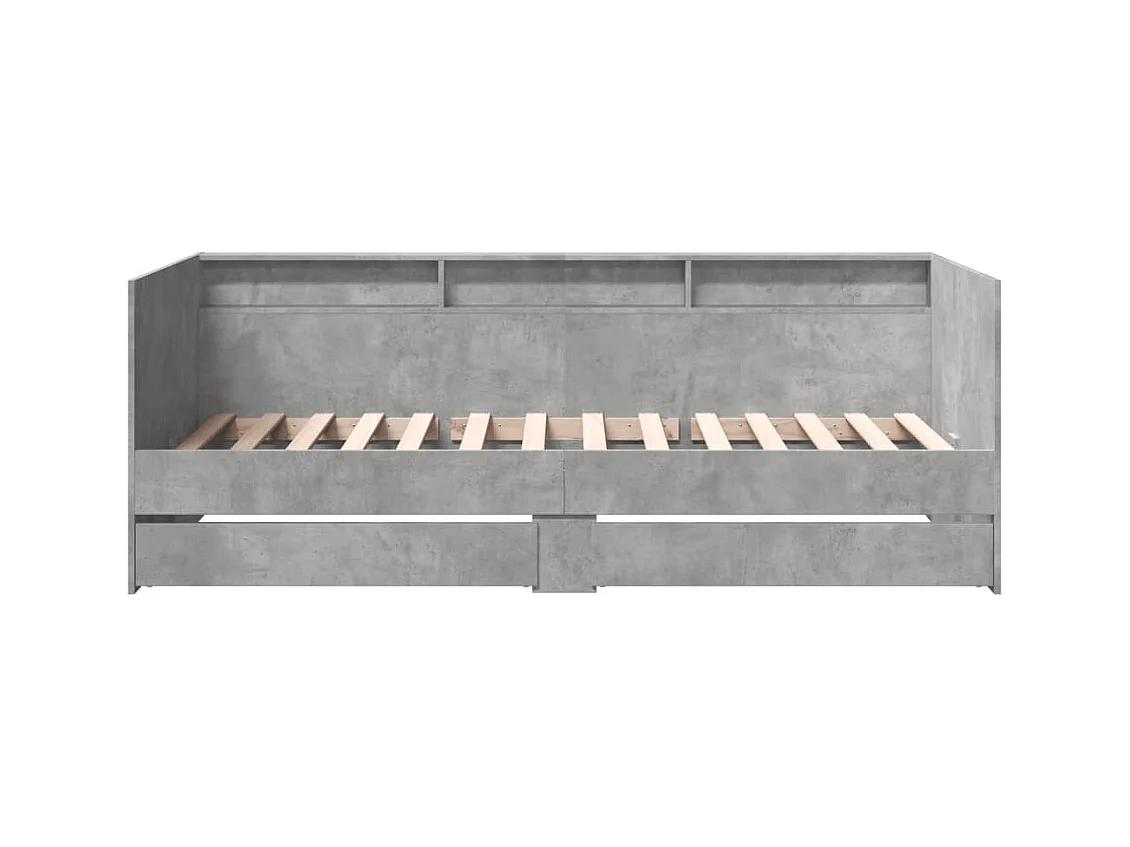 Lit de jour avec tiroirs sans matelas gris béton 100x200 cm