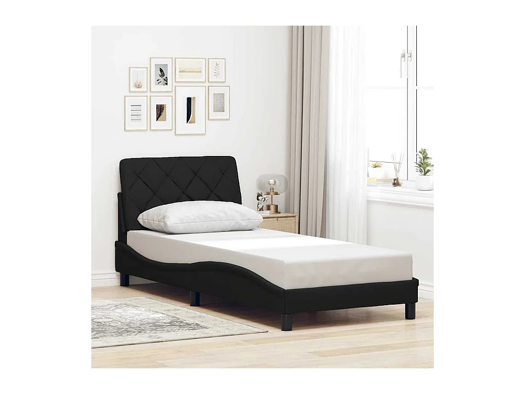 Cadre de lit sans matelas noir 90x190 cm tissu