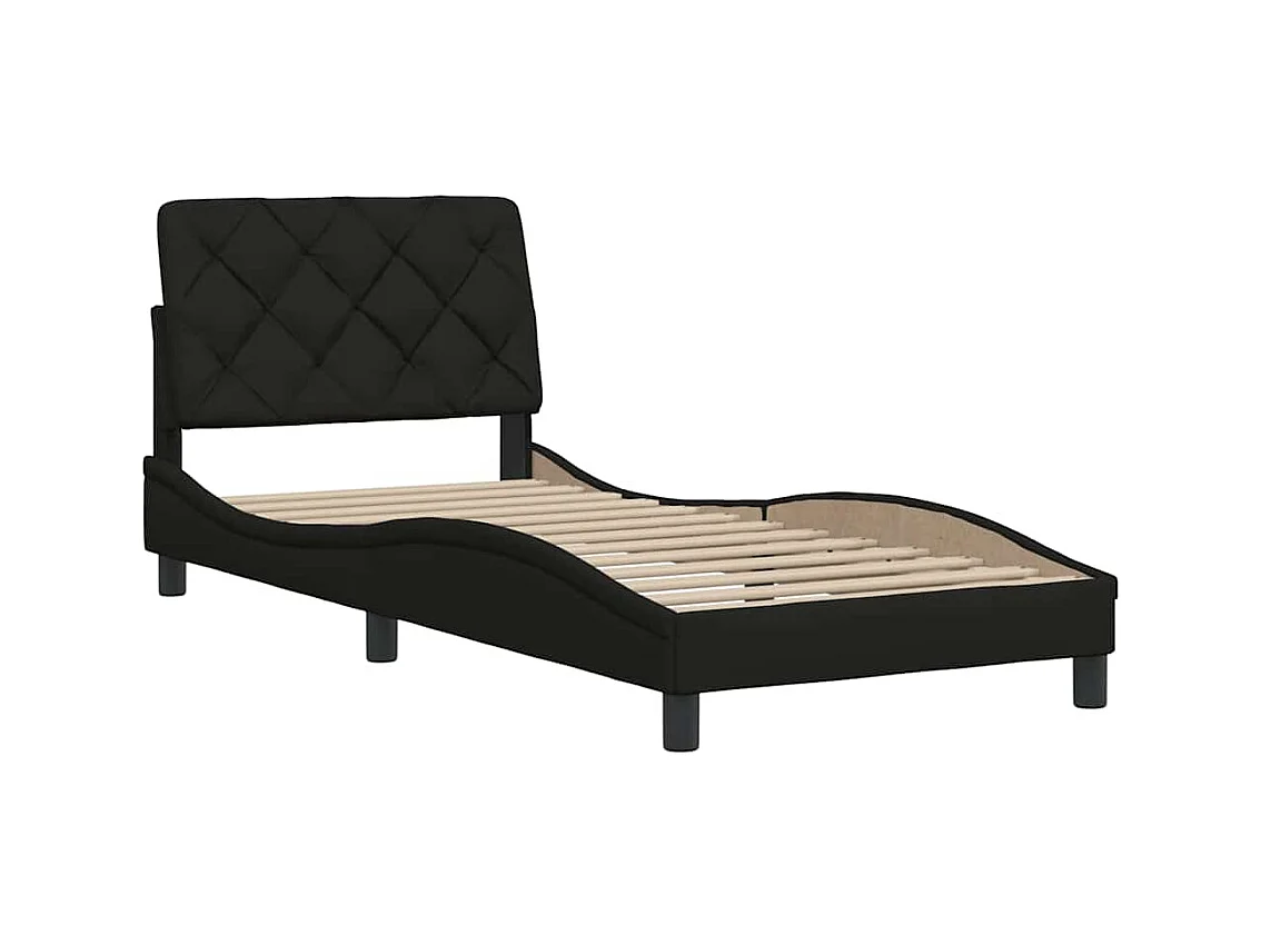 Cadre de lit sans matelas noir 90x190 cm tissu