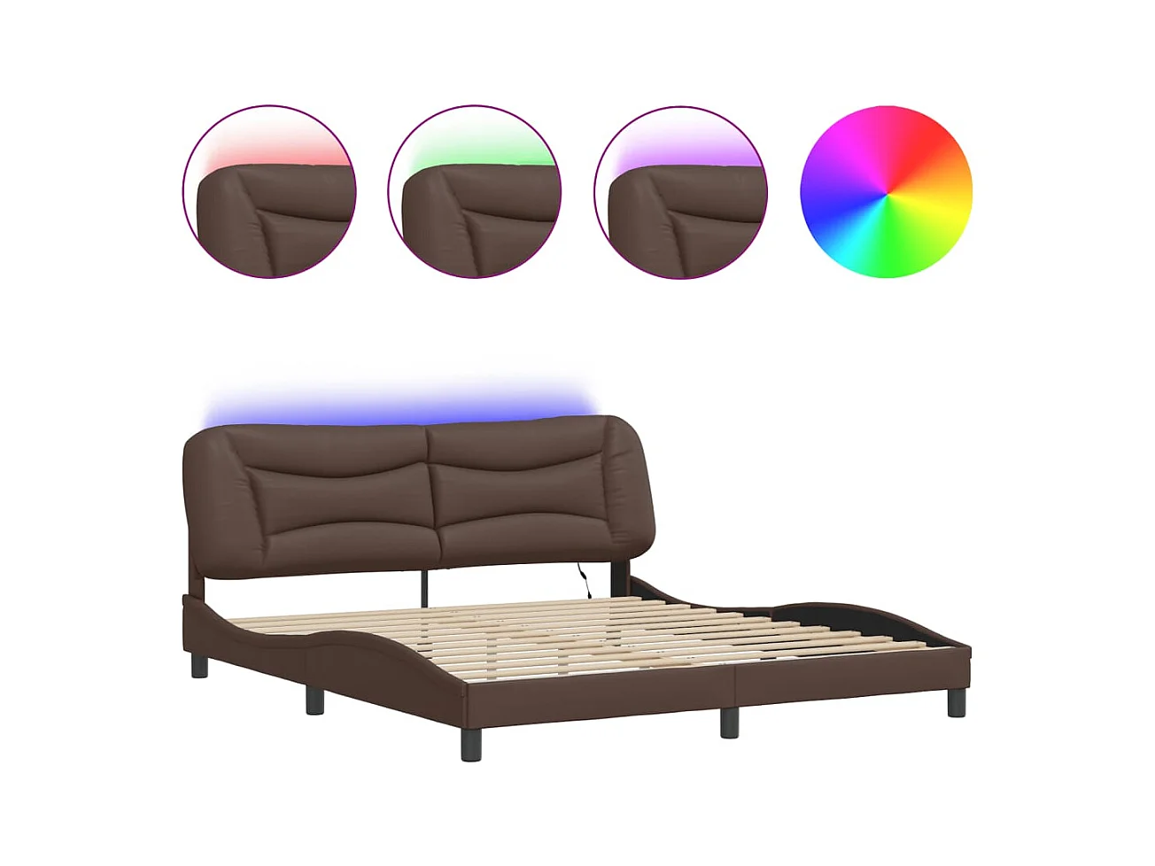 Bettgestell mit LED ohne Matratze braun 180x200 cm