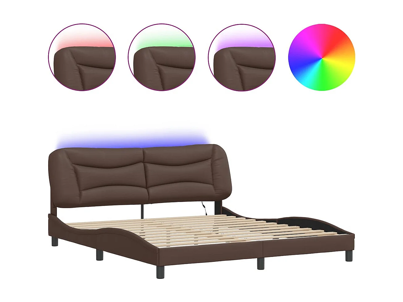 Estructura de cama con LED sin colchón marrón 180x200 cm