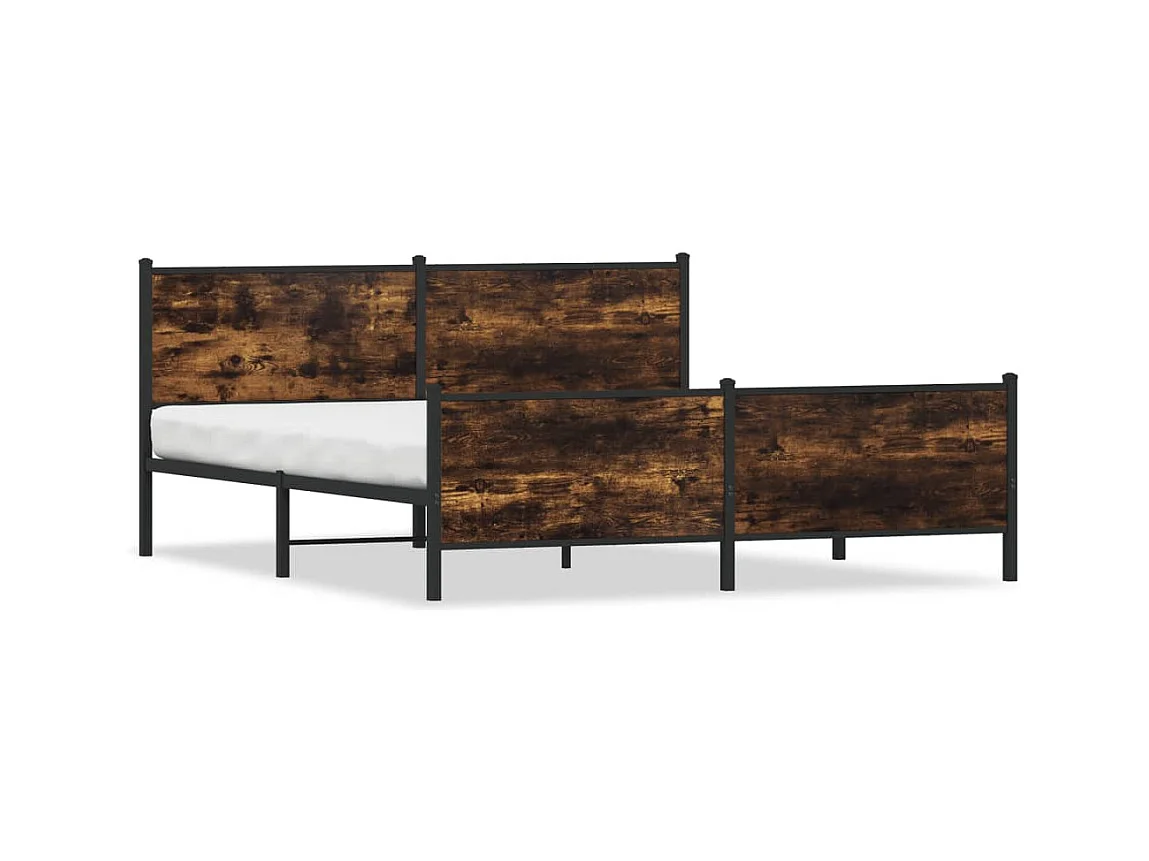 Metalen bedframe zonder matras gerookt eiken 180x200 cm