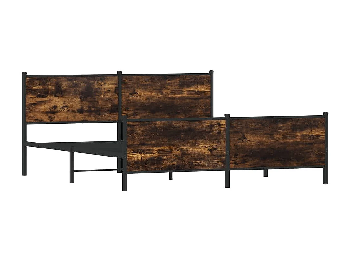 Struttura letto in metallo senza materasso rovere affumicato 180x200 cm