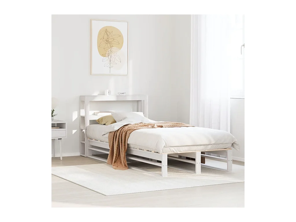 Cadre de lit sans matelas blanc 90x190 cm bois de pin massif