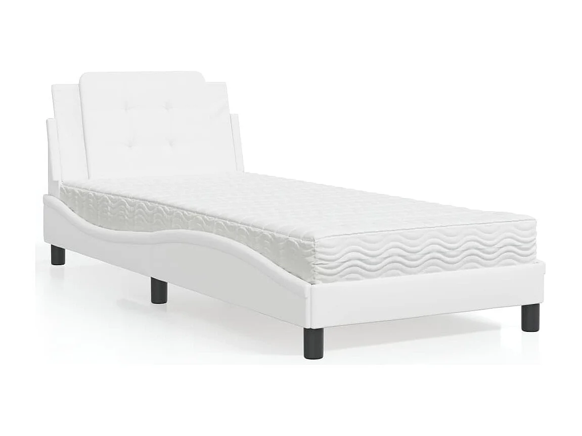 Cama con colchón blanco 100x200 cm símil piel
