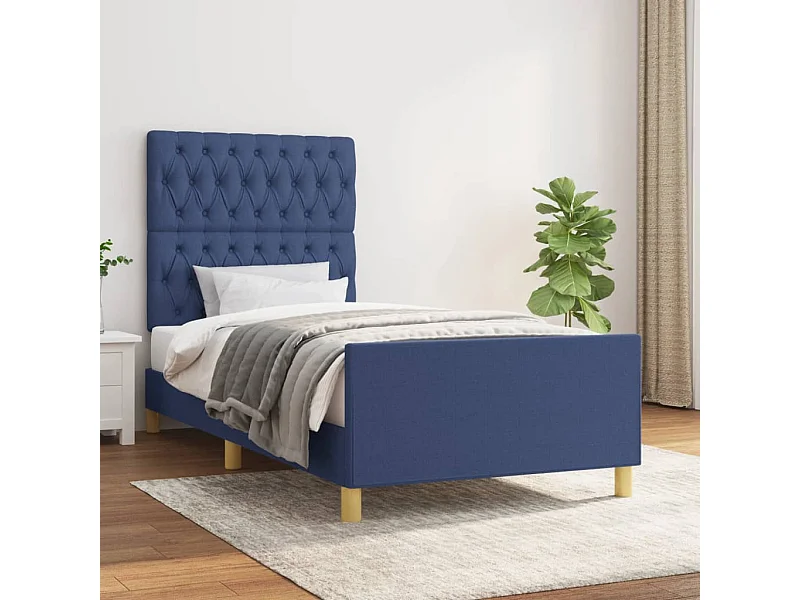 Bedframe zonder matras blauw 100x200 cm stof