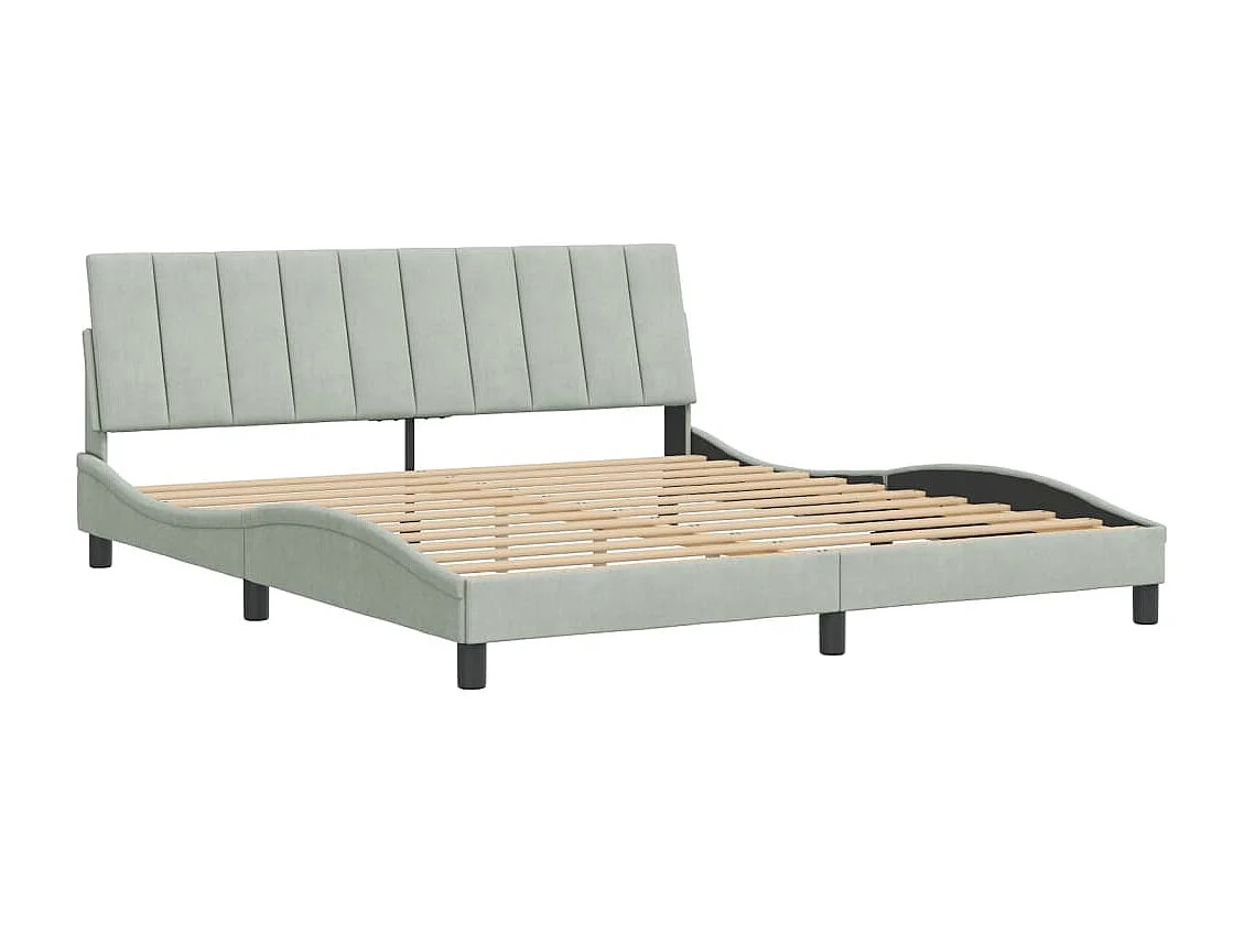 Cadre de lit sans matelas gris clair 180x200 cm velours