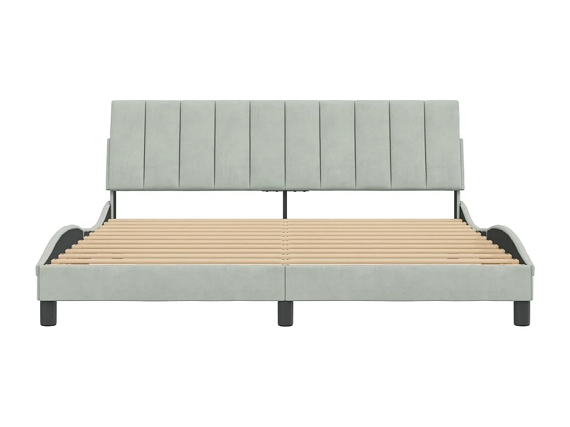 Cadre de lit sans matelas gris clair 180x200 cm velours