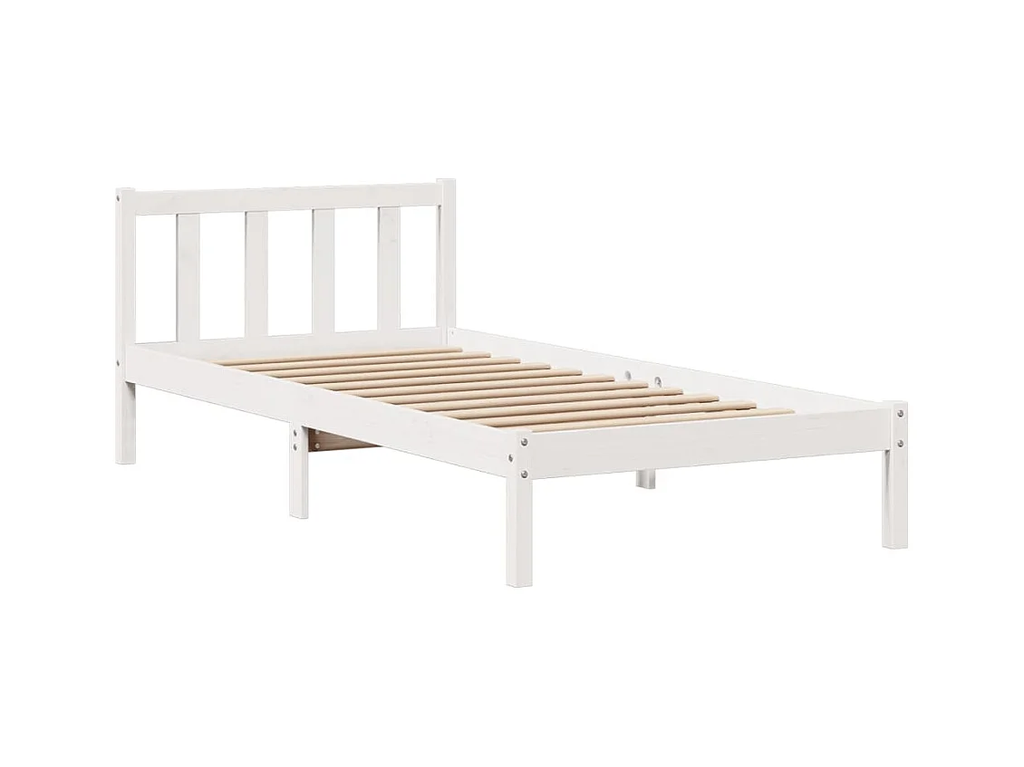 Lit bibliothèque sans matelas blanc 75x190cm bois de pin massif