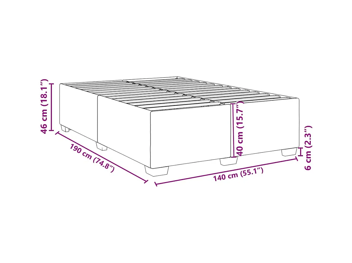 Struttura letto senza materasso marrone scuro 140x190 cm tessuto