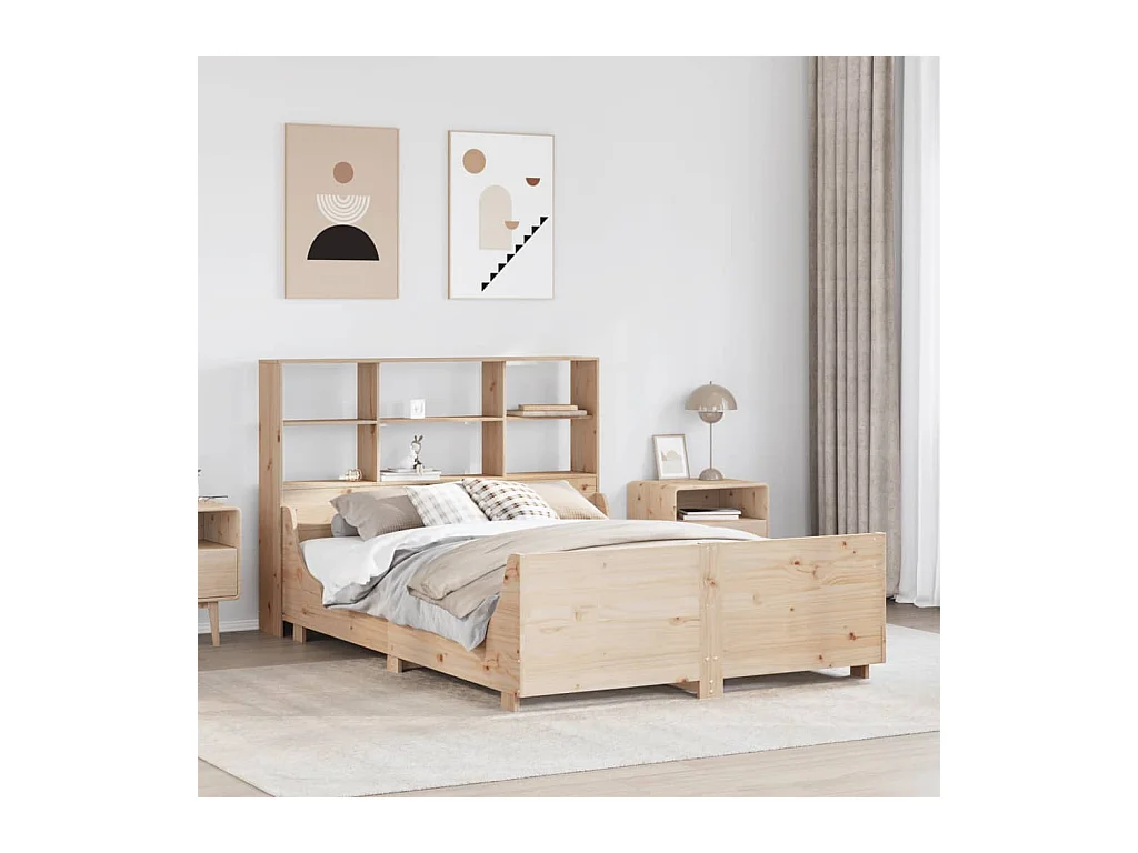 Cama biblioteca sin colchón 160x200 cm madera maciza