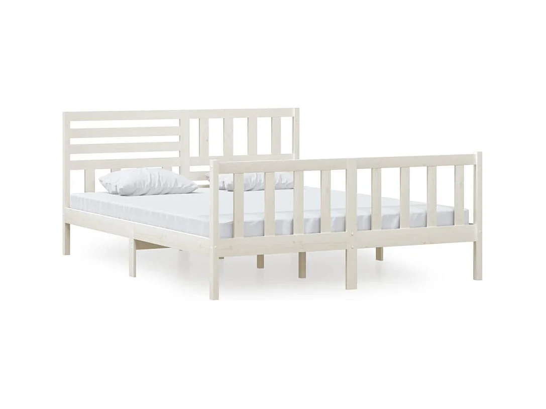 Bedframe zonder matras wit massief hout 160x200 cm