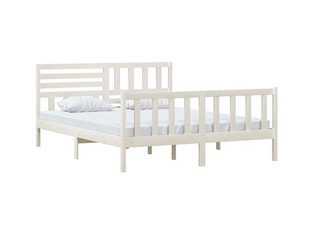 Bedframe zonder matras wit massief hout 160x200 cm