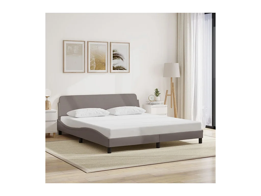 Estructura de cama sin colchón tela color topo 180x200 cm