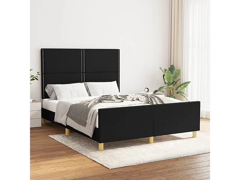 Zwarte matrasloze bedframe 140x190 cm stof