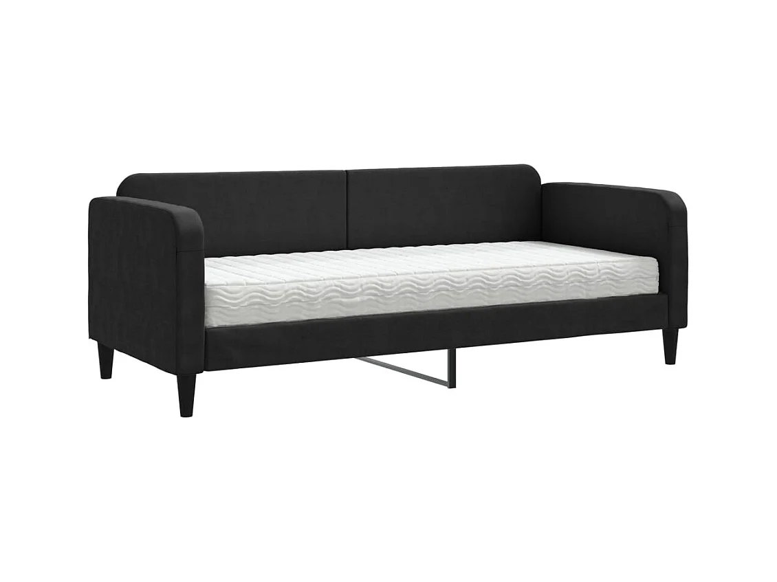 Lit de jour avec matelas noir 80x200 cm tissu