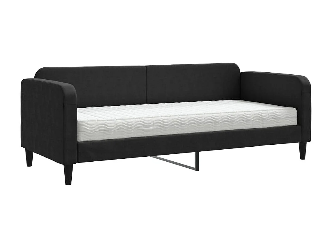 Lit de jour avec matelas noir 80x200 cm tissu