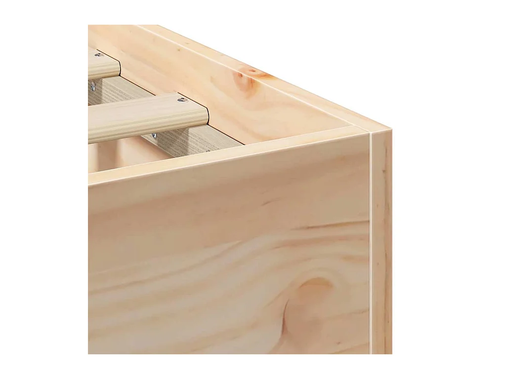 Marco de cama elevada marrón 150 x 200 cm madera maciza de pino