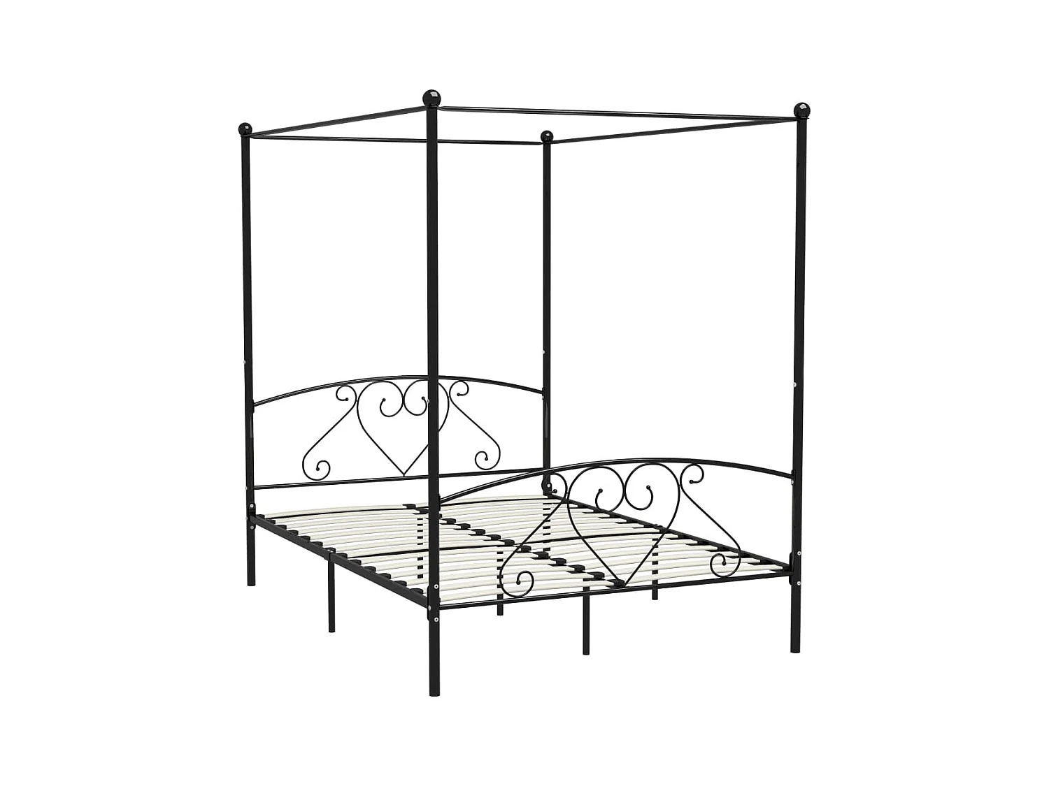 Struttura letto senza materasso con baldacchino nero 140x200 cm in metallo