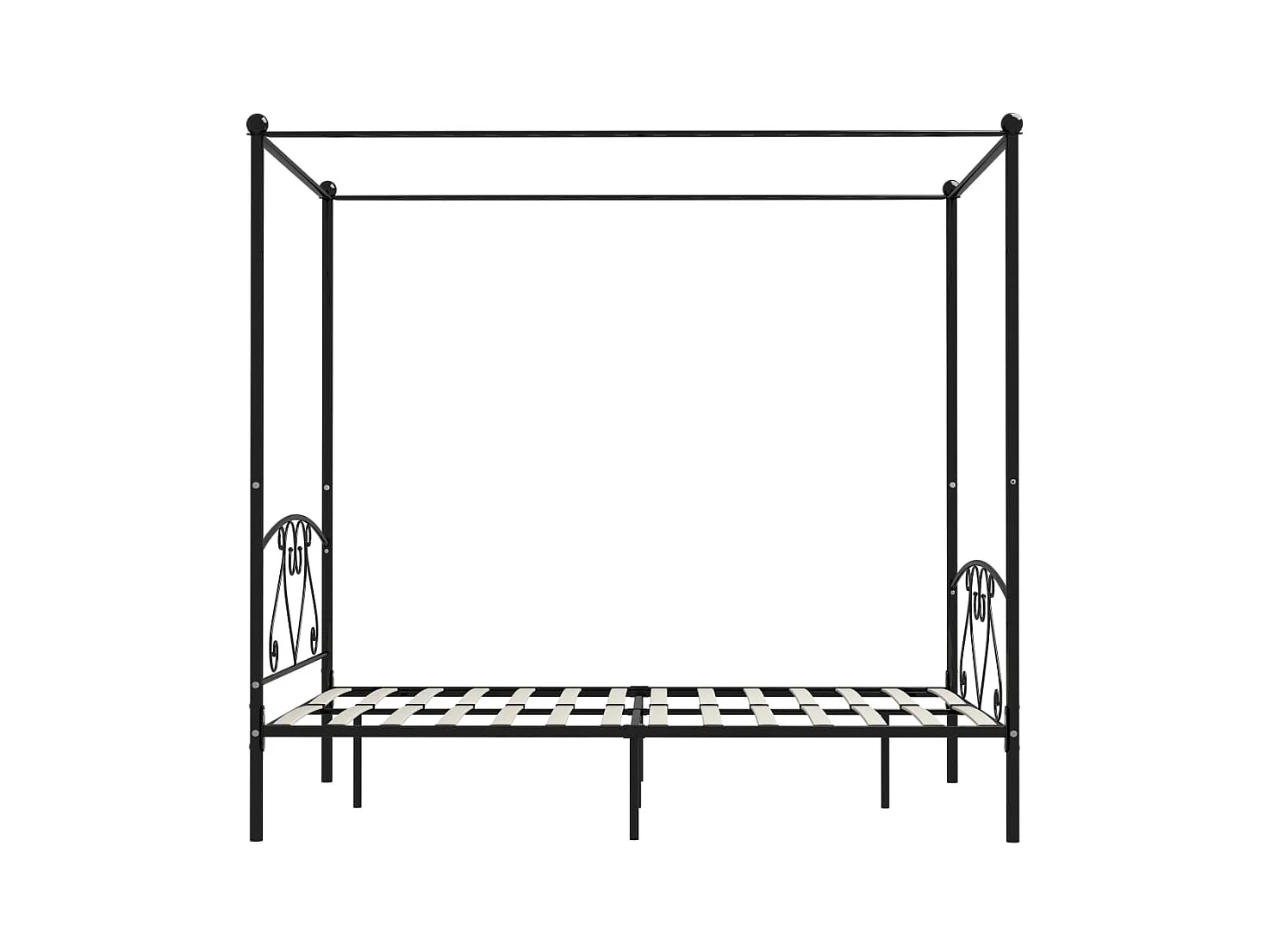 Struttura letto senza materasso con baldacchino nero 140x200 cm in metallo
