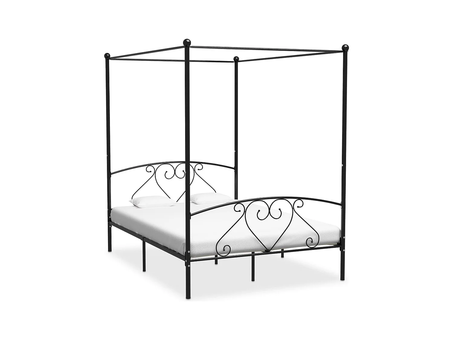 Cadre de lit sans matelas avec baldaquin noir 140x200 cm métal