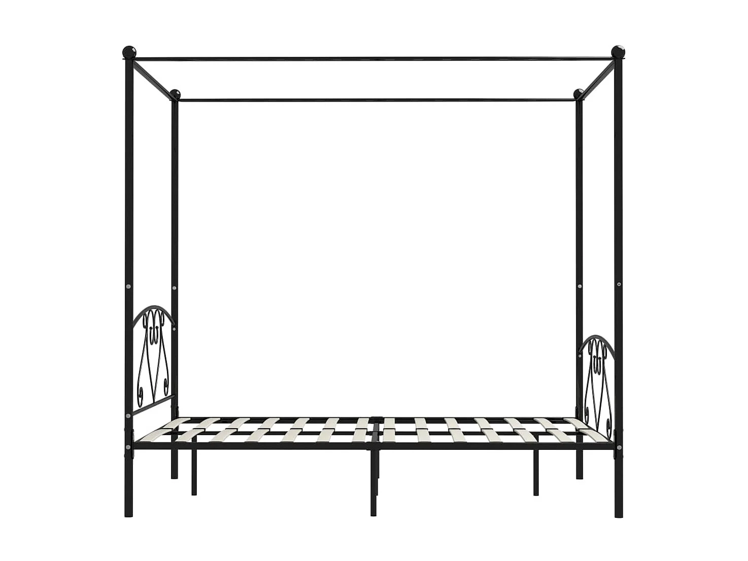 Estructura de cama sin colchón con dosel negro 140x200 cm metal