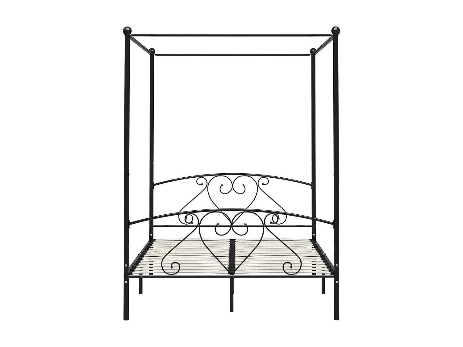 Estructura de cama sin colchón con dosel negro 140x200 cm metal
