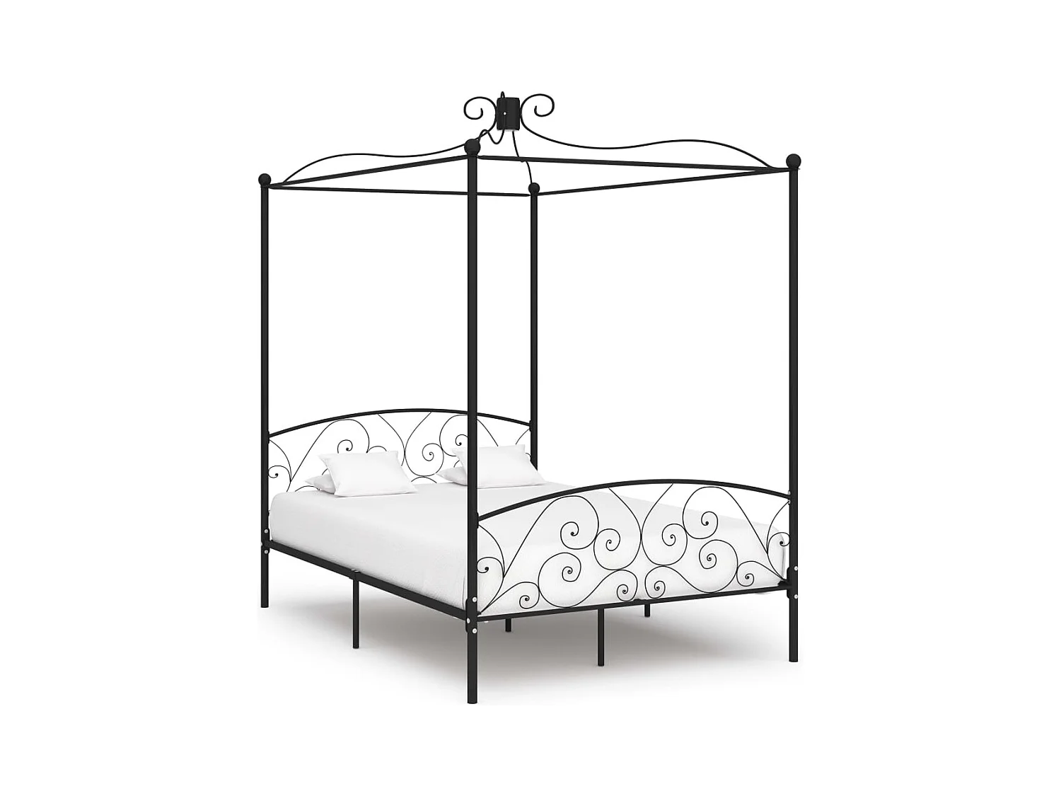 Estructura de cama con dosel de metal negro 140 x 200 cm
