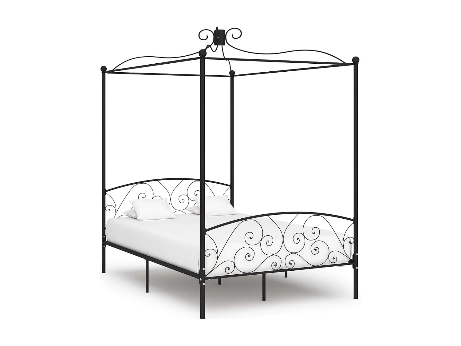 Estructura de cama con dosel de metal negro 140 x 200 cm