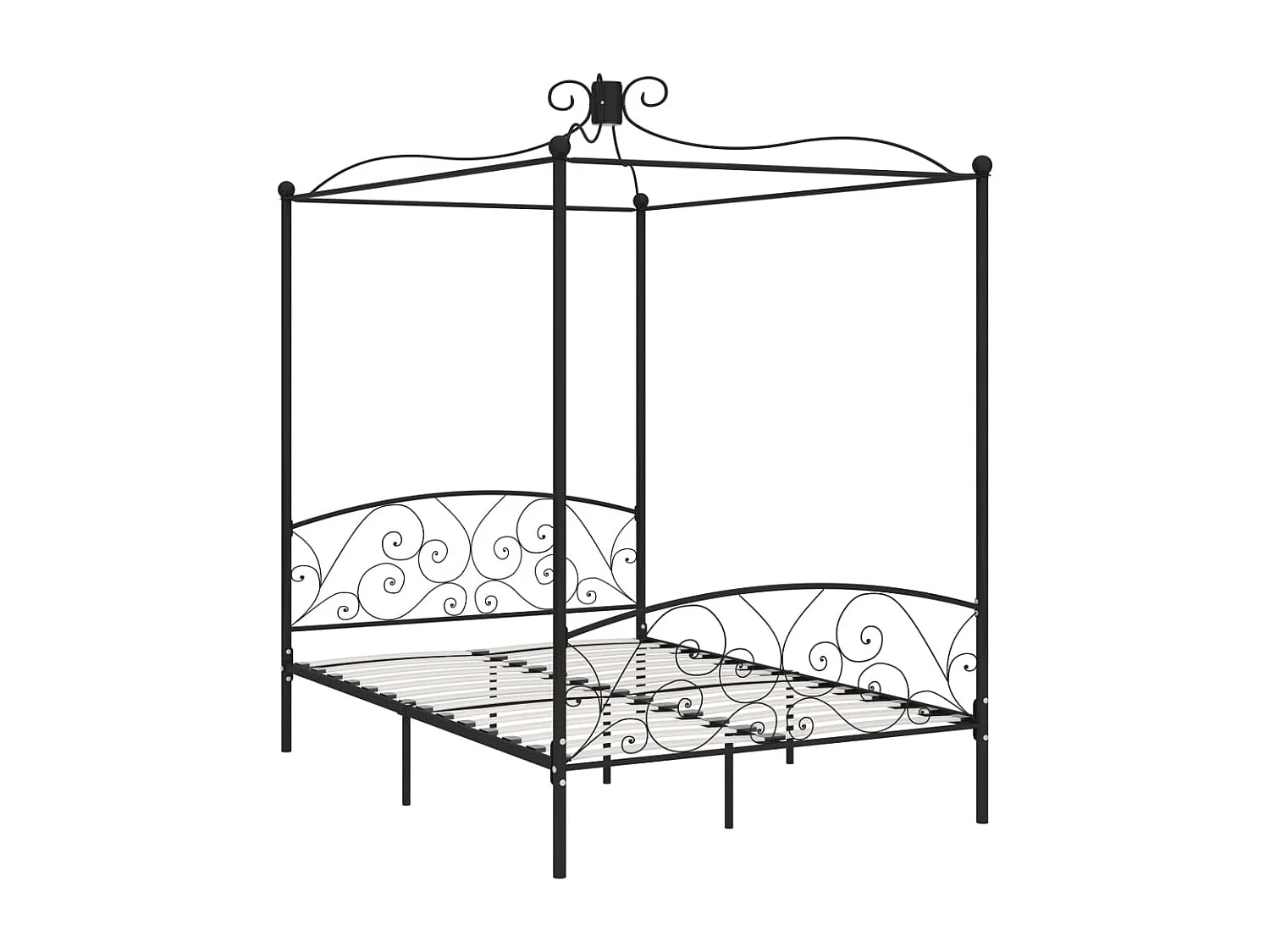Estructura de cama con dosel de metal negro 140 x 200 cm