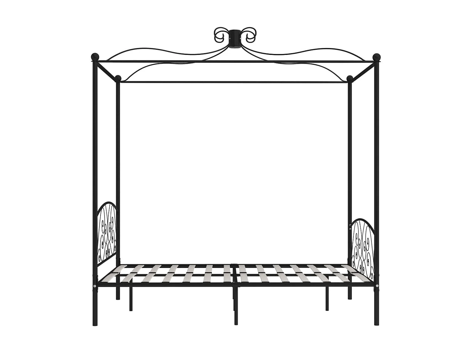 Estructura de cama con dosel de metal negro 140 x 200 cm