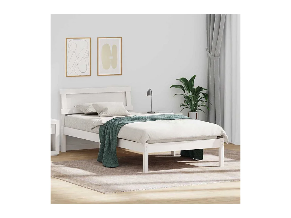 Cadre de lit Blanc 90 x 200 cm Bois massif en pin