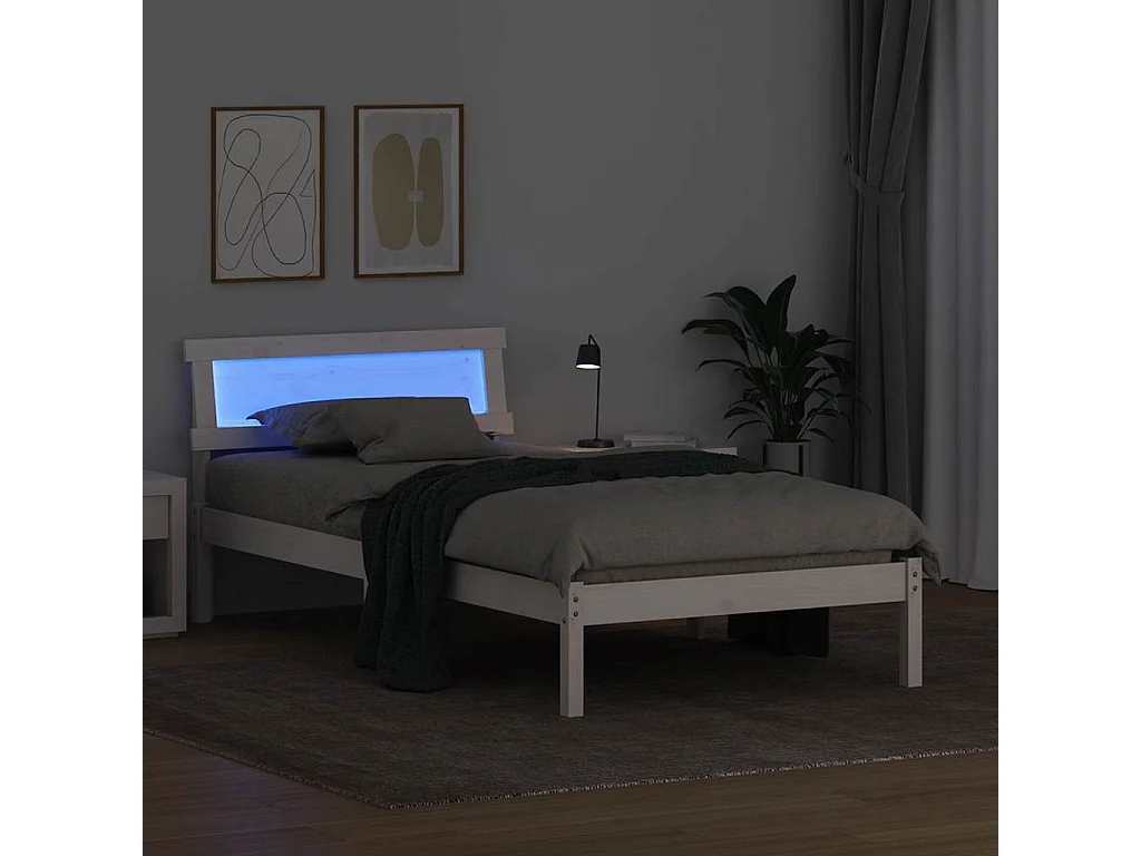 Cadre de lit Blanc 90 x 200 cm Bois massif en pin