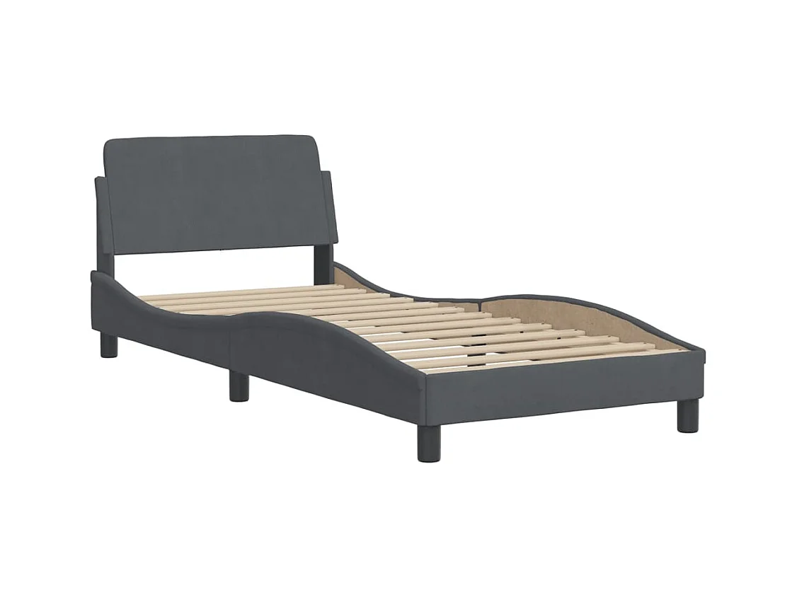 Letto con materasso in velluto grigio scuro 90x190 cm