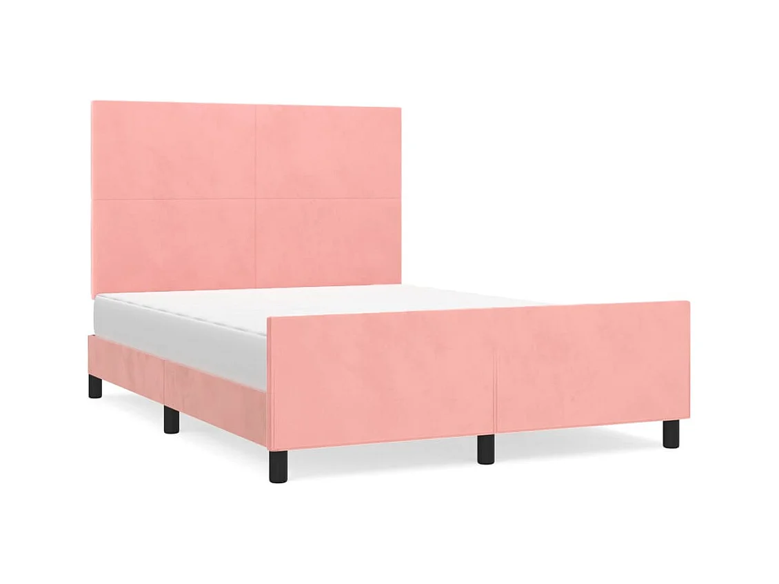 Cadre de lit sans matelas rose 140x190 cm velours