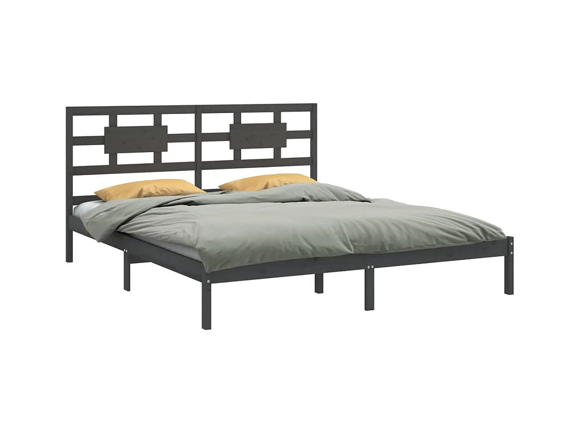 Bettgestell ohne Matratze grau 200x200 cm Massivholz