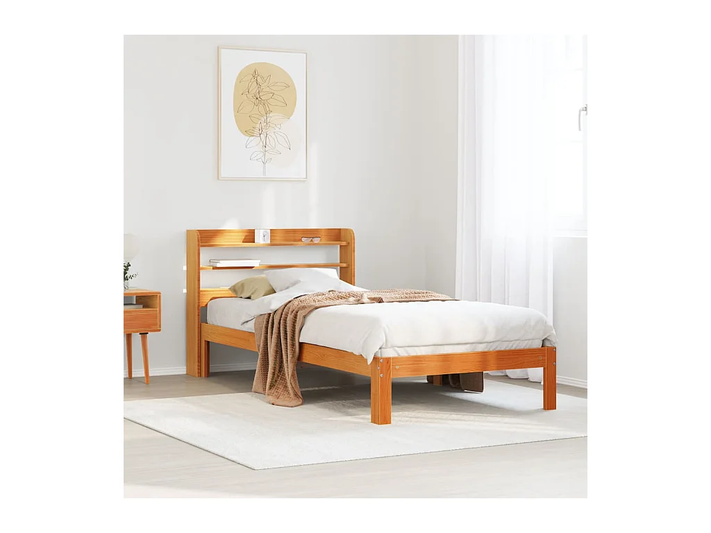 Bettgestell ohne Matratze braun gewachst 75x190 cm Massivholz Kiefer