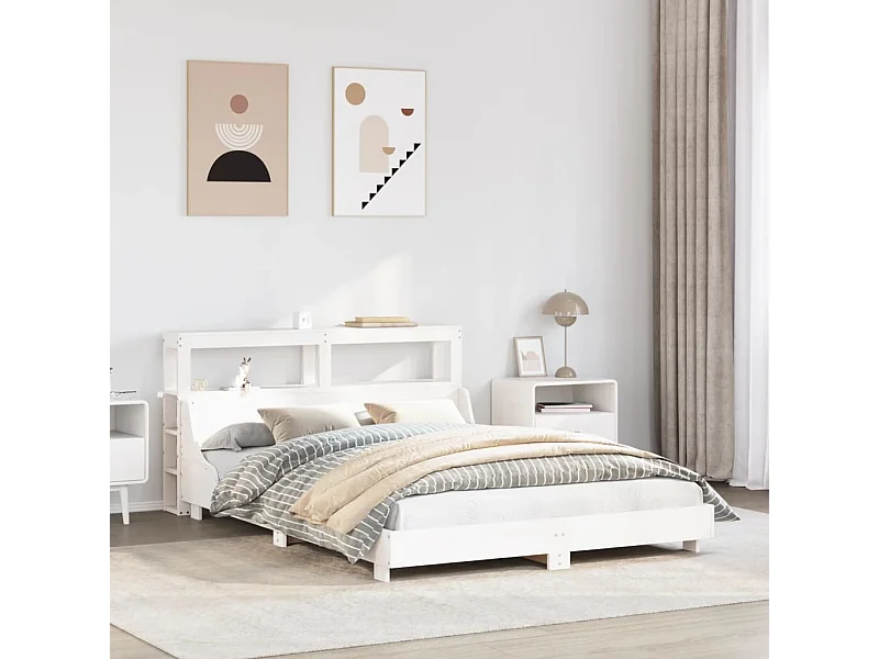 Cadre de lit sans matelas blanc 120x200 cm bois de pin massif