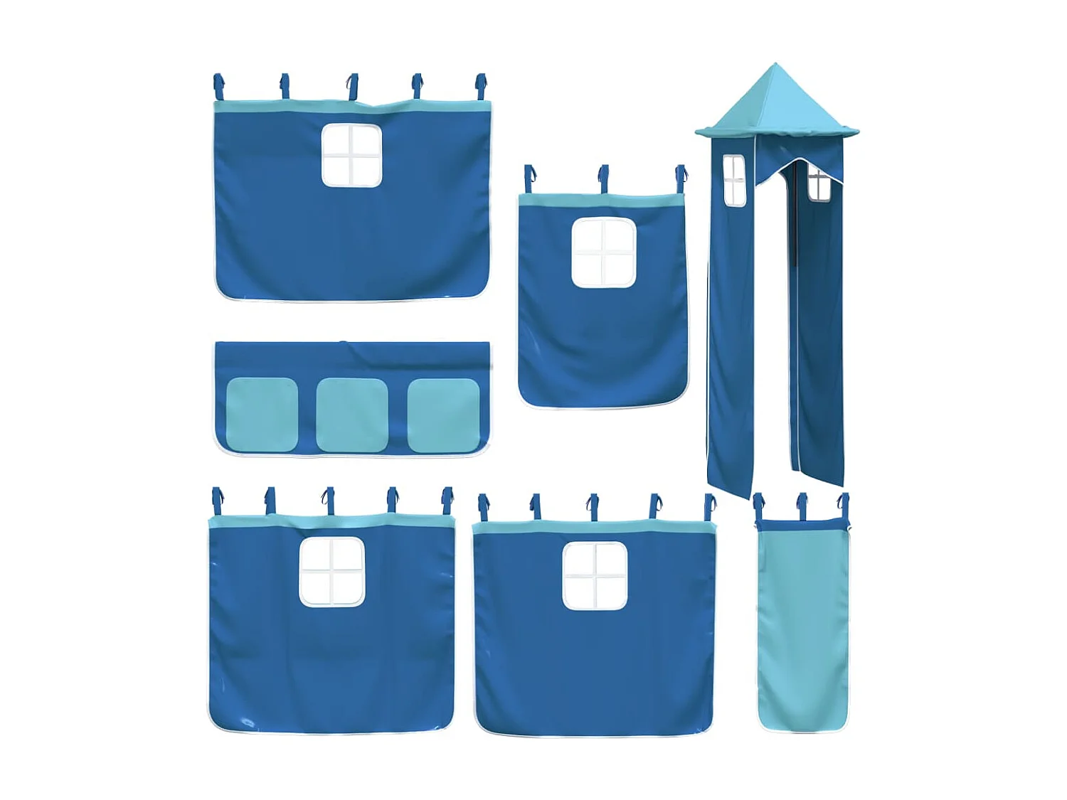 Lit mezzanine enfants avec tour sans matelas bleu 80x200 cm