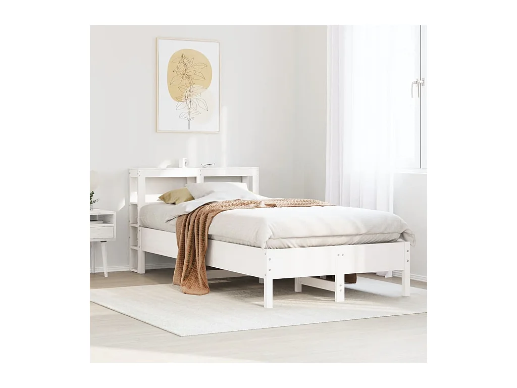 Struttura letto senza materasso bianco 90x190 cm in legno massello di pino