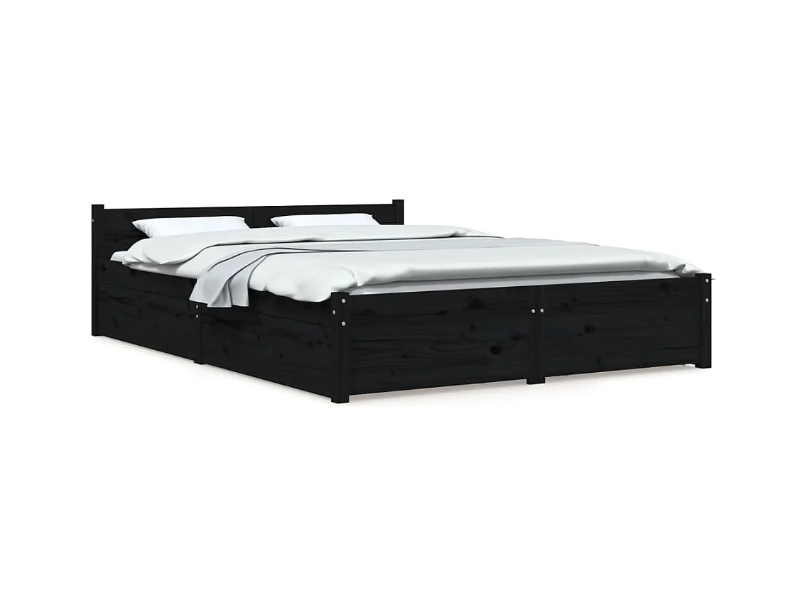 Estructura de cama sin colchón con cajones color negro