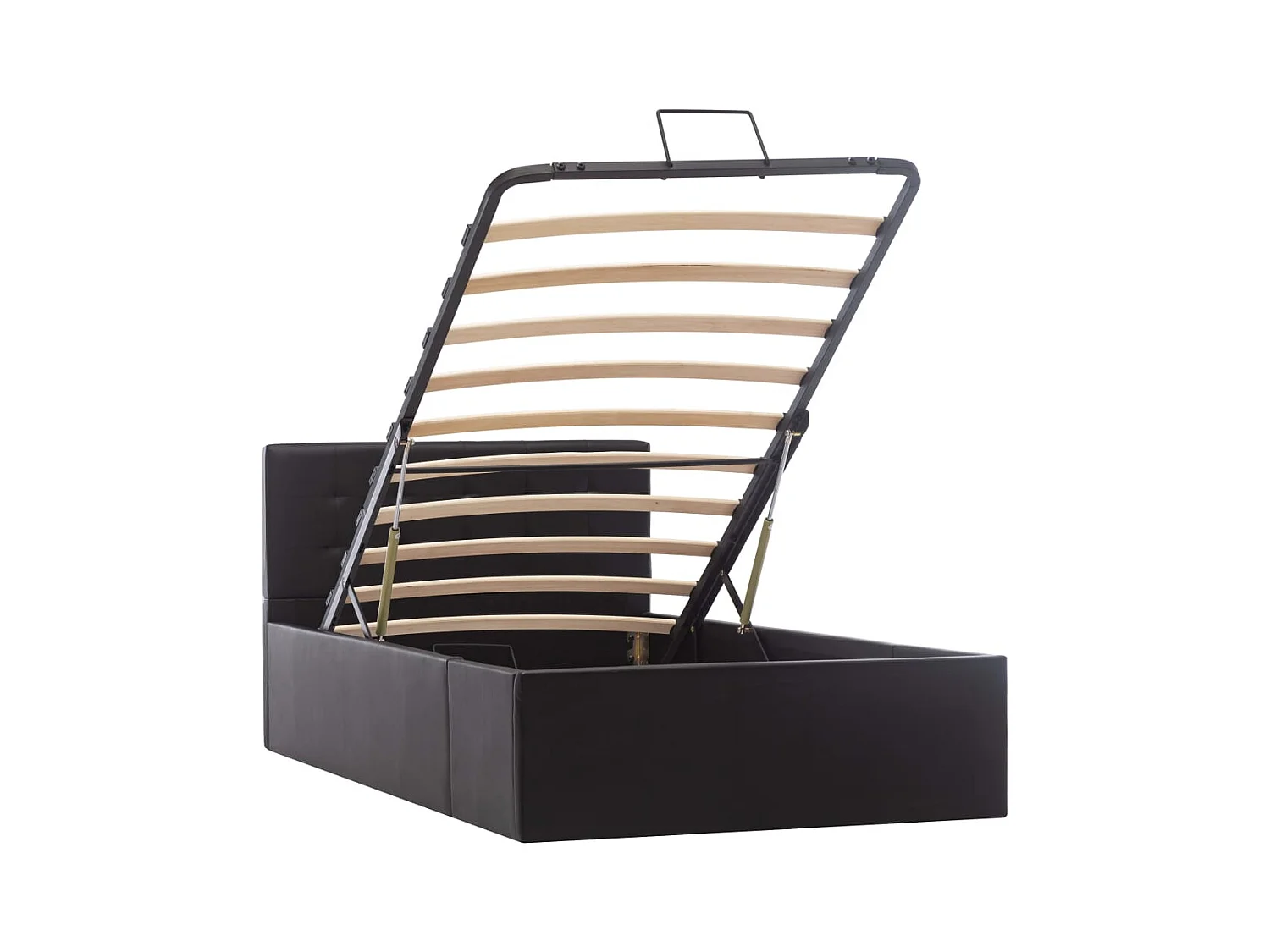 Rete letto contenitore idraulica in similpelle nera 100x200 cm