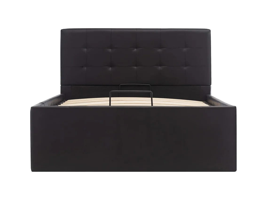 Rete letto contenitore idraulica in similpelle nera 100x200 cm