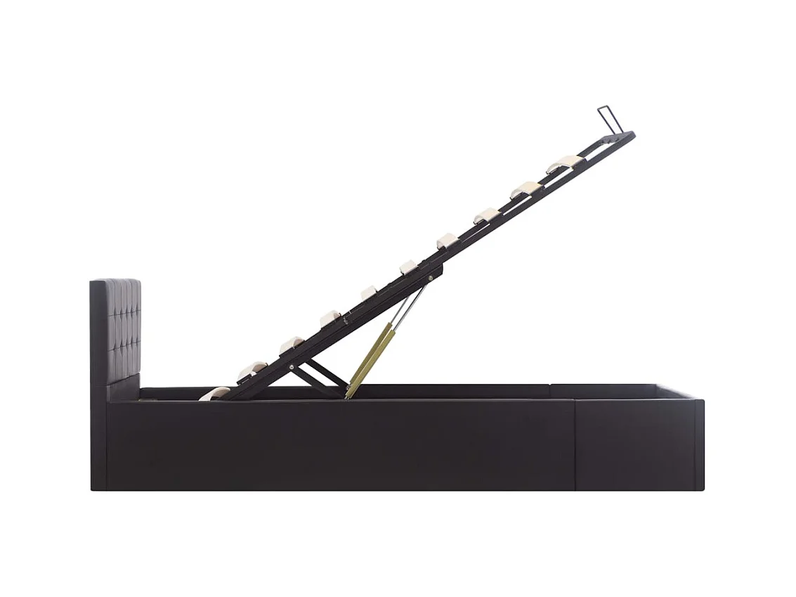 Rete letto contenitore idraulica in similpelle nera 100x200 cm