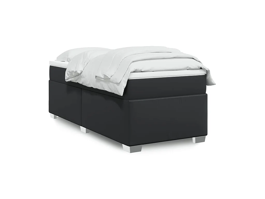 Lattenbodem met matras Zwart 90x200 cm Kunstleer