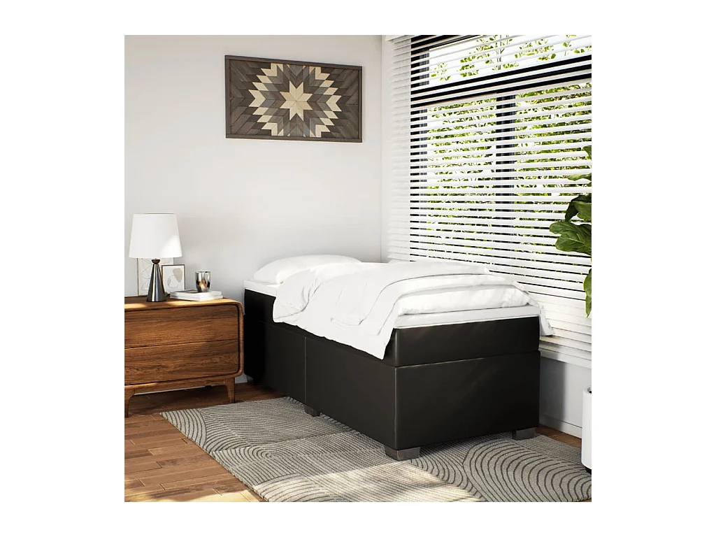 Lattenbodem met matras Zwart 90x200 cm Kunstleer