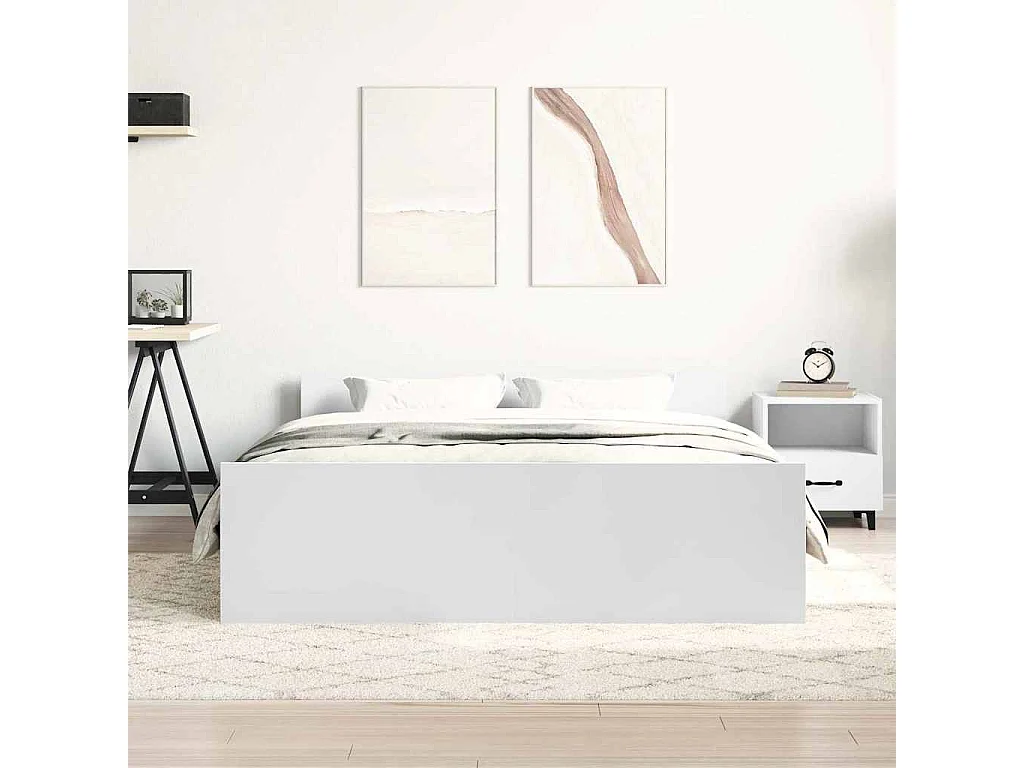 Cadre de lit sans matelas blanc 140x190 cm
