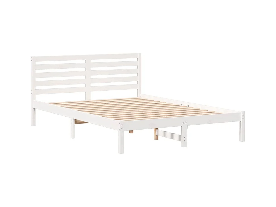 Wit bedframe 140 x 210 cm Massief grenenhout
